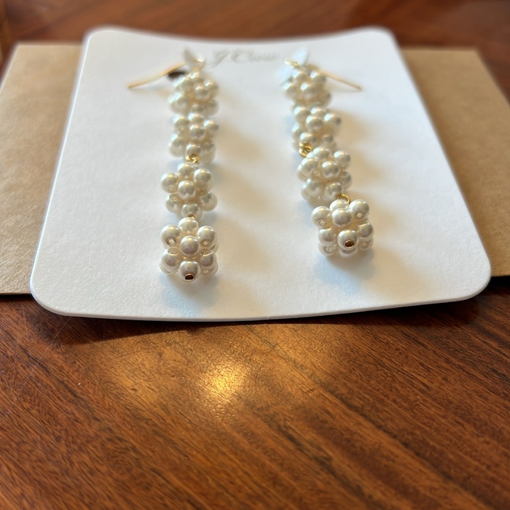 J Crew Cluster Pearl Drop Earrings - Picture 6 of 10